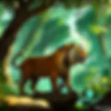 Mystical Jungle Setting with Spectral Tiger