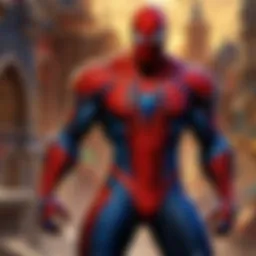 Spiderman outfit showcasing intricate web patterns
