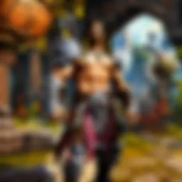 A character preparing for a perilous journey in a vast, mountainous landscape.