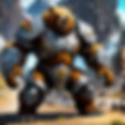 A majestic armored bear standing proudly in a mystical forest.