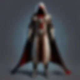 A dark and mysterious assassin cloak in a shadowy environment