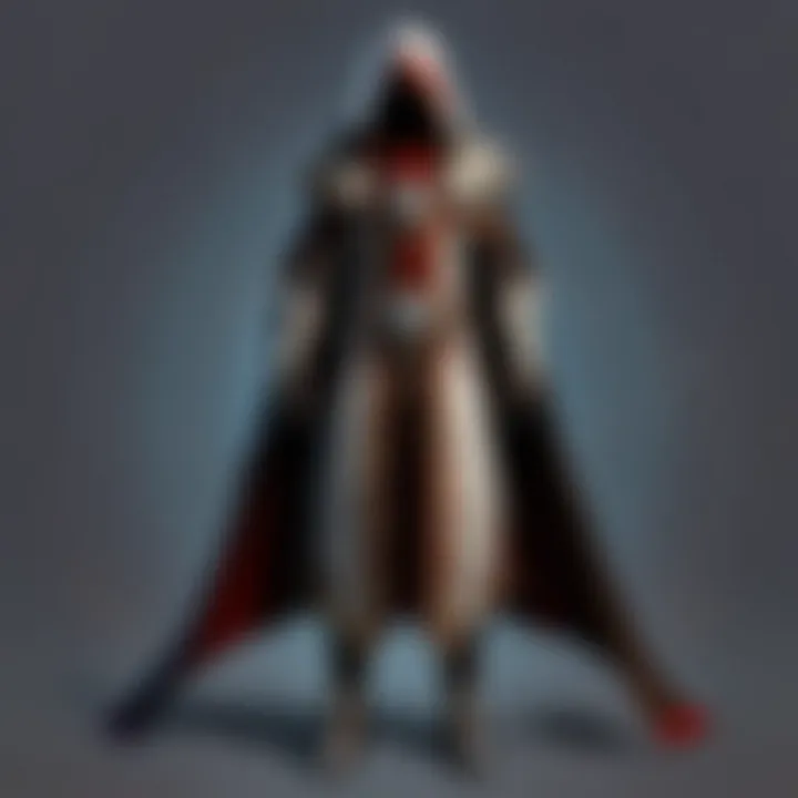 A dark and mysterious assassin cloak in a shadowy environment