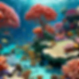 Vibrant coral formations teeming with marine life