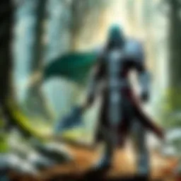 A mystical representation of silver wind swirling through a dark forest