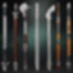 A timeline showcasing the evolution of melee weapons in video games