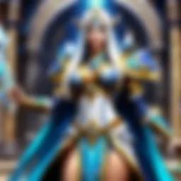 The High Priestess casting a powerful spell amidst ancient ruins