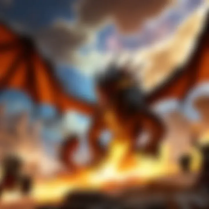 An epic battle scene featuring a dragon unleashing its roar in a World of Warcraft setting.