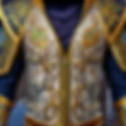 A close-up of the mystic vest detailing its enchanting patterns