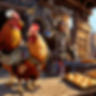 Economic Hub of Azeroth An overview of the chicken vendor's stall, highlighting its economic role.