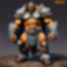 A majestic forgemaster at work, surrounded by glowing anvils and molten metal.