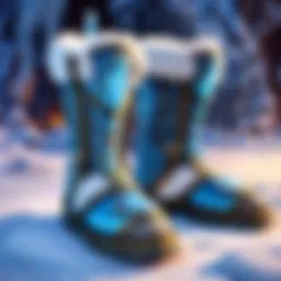 An adventurer equipped with ice slippers gliding over a snowy landscape in World of Warcraft.