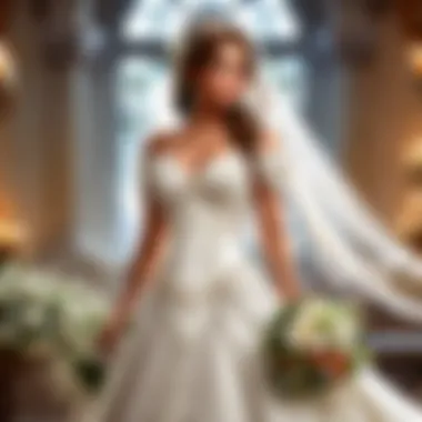 Bridal Bouquet Adorned Look Bride holding a bouquet in a stunning white dress