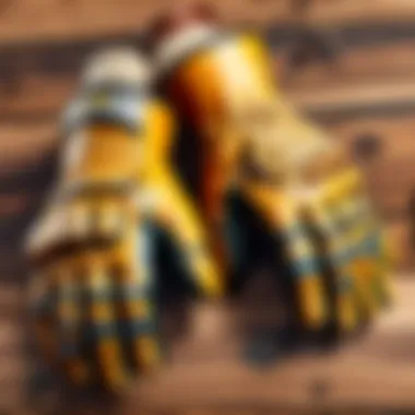 Close-up of textured grip pattern on woodworking gloves