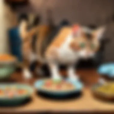 Impact of Diet on Cat Health An array of cat food types, emphasizing dietary choices and their impact on feline health.