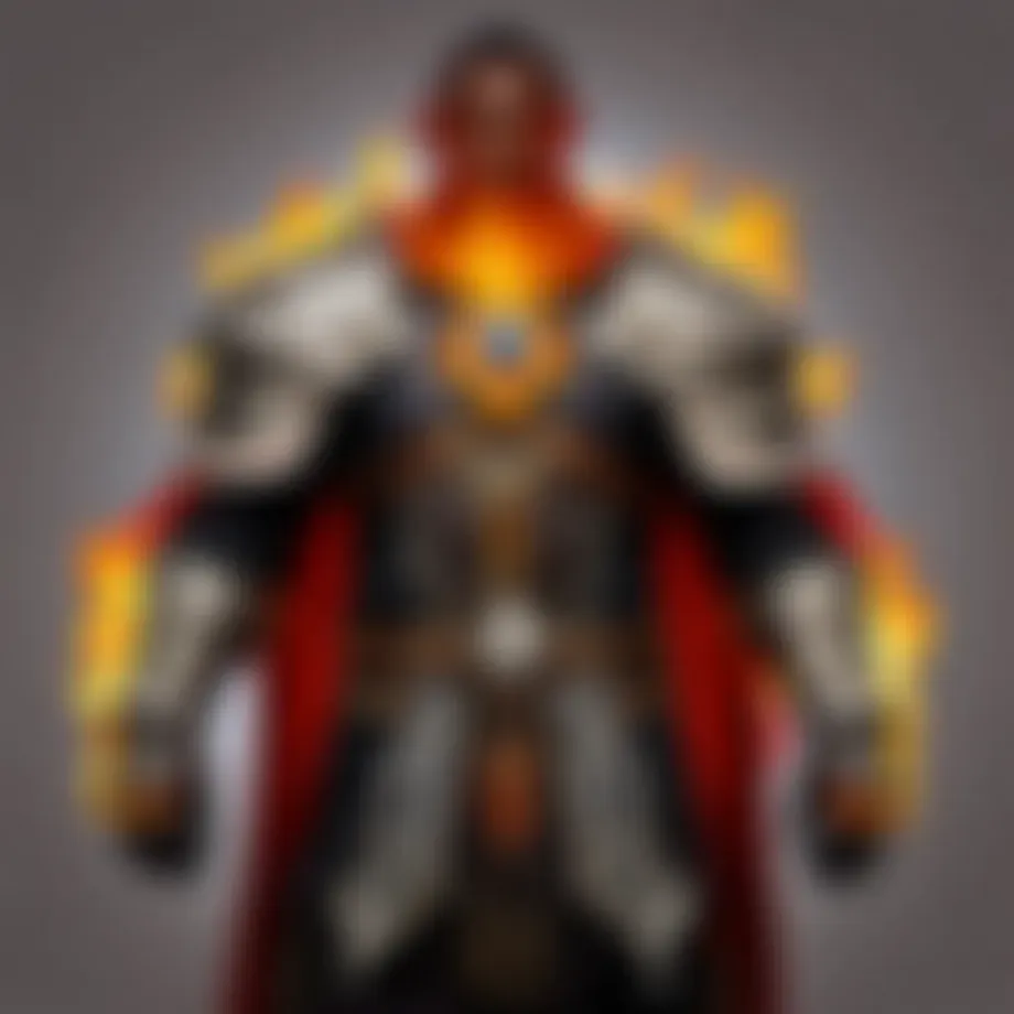A character in World of Warcraft wearing a fire resistant mantle, showcasing its vibrant colors and intricate designs.