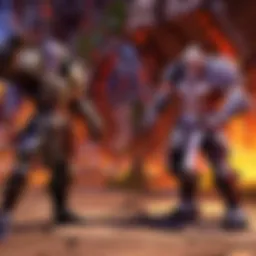 A dynamic battleground scene showcasing intense PvP combat