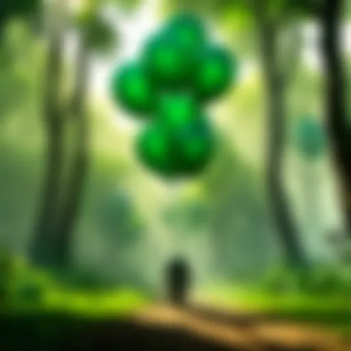 Mystical Green Balloons in Enigmatic Forest