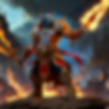 Burning Triumph Warrior wielding the firestaff in a fierce battle stance
