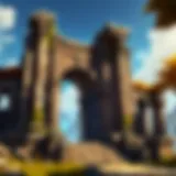 Mystical World of Warcraft landscape with ancient ruins