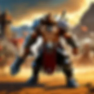 The Epic Battleground of Warriors An epic landscape of a battleground with warriors engaged in combat.