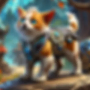 Adorable Pet Companions A vibrant in-game pet companion interacting with the player