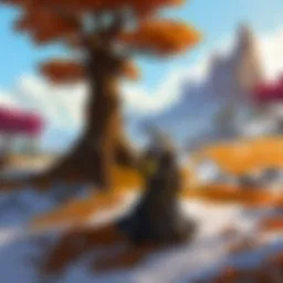 A breathtaking view of Wynrest's landscape showcasing its vibrant flora and unique architecture.